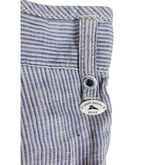 Tommy Bahama Pure Linen Shorts Mens 42 Bluestone Hickory Stripe Wide Leg NWT - Picture 6 of 13